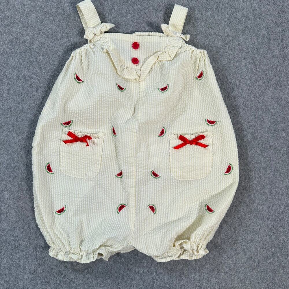 Starting Out Watermelon Seersucker Bubble Romper Girl 24 Months Yellow White